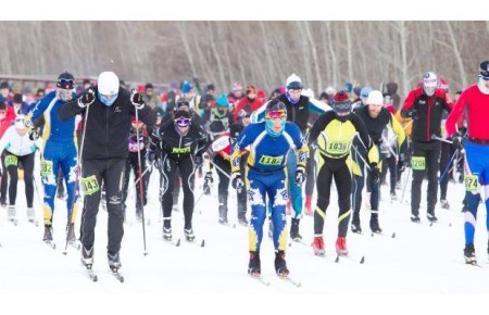 The start! Saska-buddy Nathan is up at the front